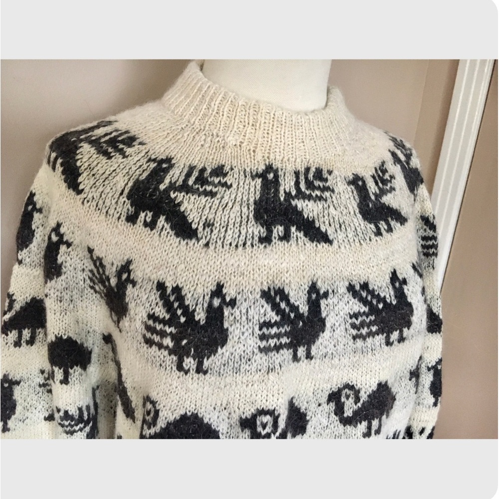 Patterned Black and Cream Sweater